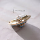 Victorian 9ct Blue Enamel & Pearl Brooch