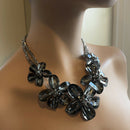 Butler and Wilson Black Grey and Silvery Faceted Glass Necklace