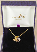 Superb Martin & Co. 18ct Gold Three-Tone Diamond Knot Pendant & Chain