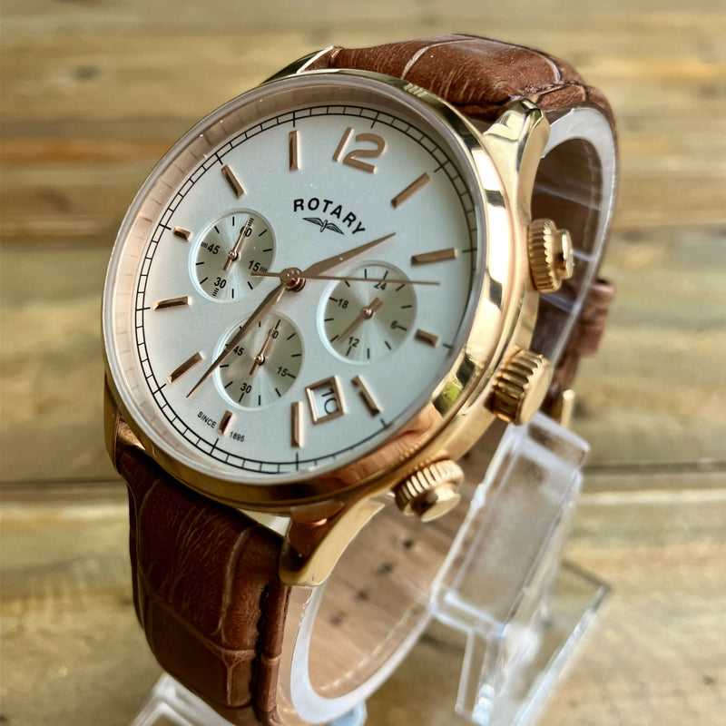 Mens Rotary Chronograph GS00666/06 – White Dial | Original Leather Strap
