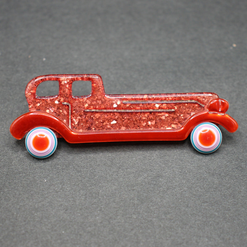 Lea Stein red limousine brooch