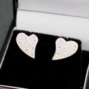 Jake: CZ set silver heart stud earrings