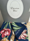 Vintage Christian Dior Silk Tulip Print Scarf with Gift Envelope New Old Stock
