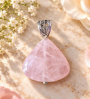 925 Sterling Silver Rose Quartz Pendant – 1.5 Inches