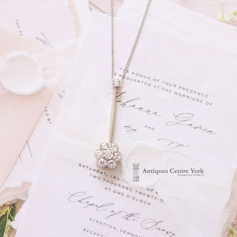 Edwardian 15ct Diamond Cluster Pendant