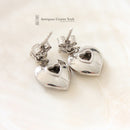 Platinum Diamond Heart Cluster Drop Earrings 1.40ct