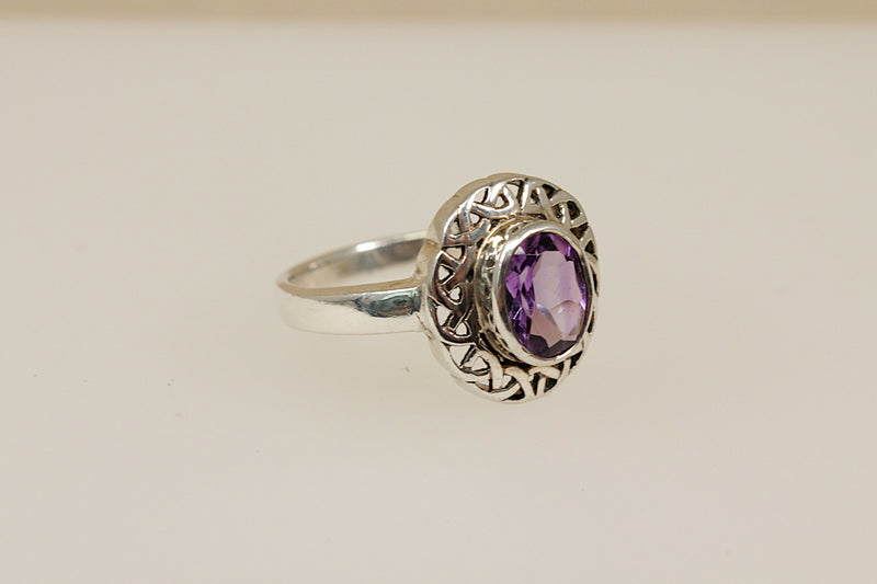 Silver & Amethyst Celtic Knot Ring