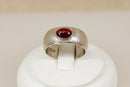 Vintage Silver Garnet Ring with Bark Effect Band – London 1979