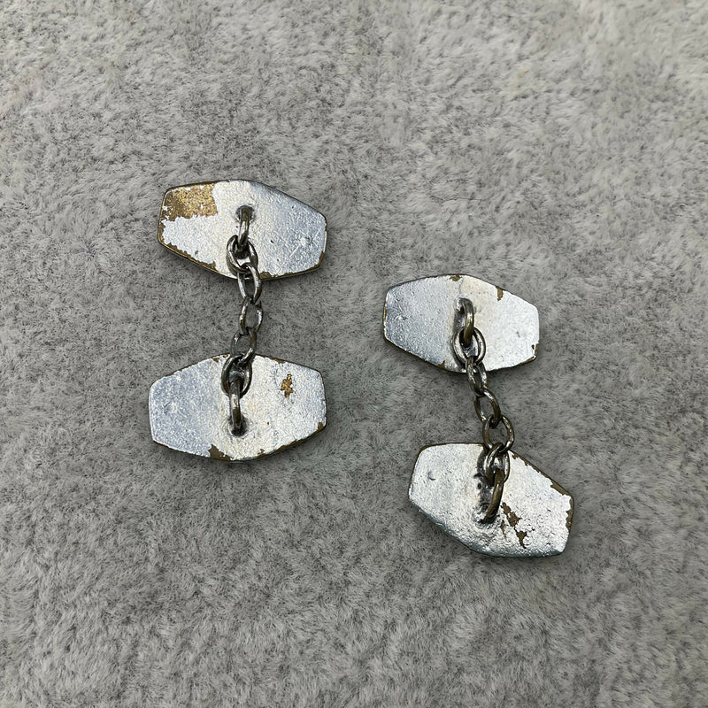 Art Deco enamelled chrome cufflinks