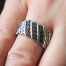 9ct white gold black and white diamond cluster ring