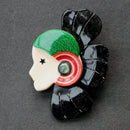 Lea Stein Paris Corolle black-green brooch