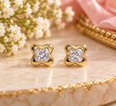 9ct Yellow Gold Cubic Zirconia Four Leaf Clover Stud Earrings