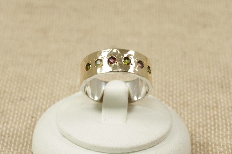 Silver Multi Gem Band Ring