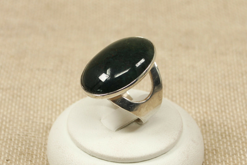 Silver & Green Moss Agate Ring