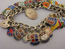 Vintage 1961 Silver Shield Crest Souvenir Travel Charm Bracelet 50 Charms 78 grams