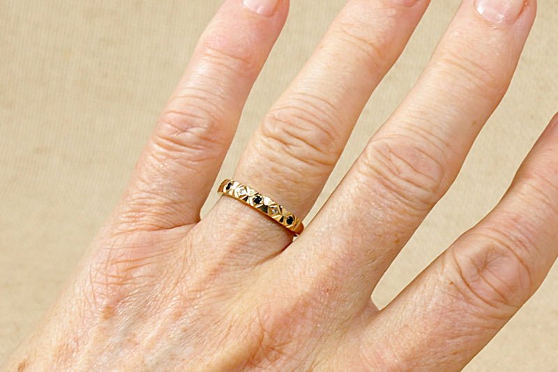 9ct Gold Sapphire & Diamond Half Eternity Ring