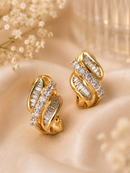 9ct Gold Baguette and Brilliant Cut Diamond Twist Earrings