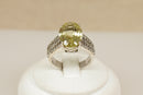 Silver Large Lemon Citrine and White Topaz Ring