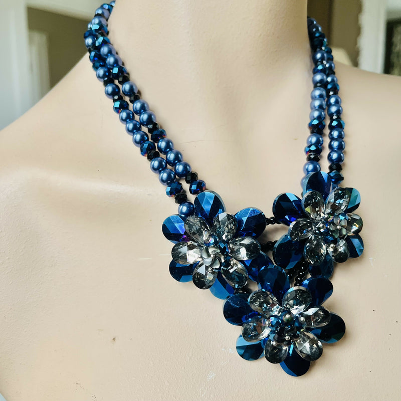 Butler and Wilson Necklace Dark Blue Signed Statement Piece