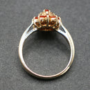9ct gold orange sapphire and diamond three tier cluster ring