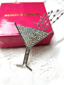 Vintage Butler & Wilson Crystal Cocktail Glass Brooch – Signed B&W – Original Box – Statement Designer Jewellery