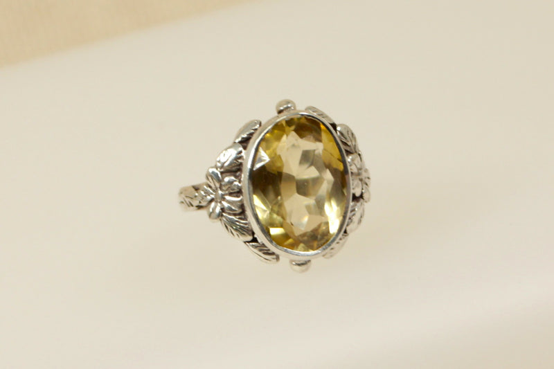 Vintage Silver & Lemon Citrine Ring