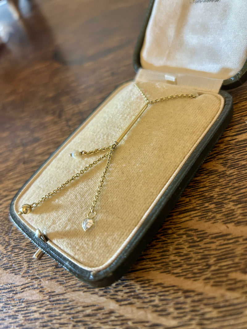 Mid Century Modern 1950’s 8ct Gold Northern European 4.5g Drop Necklace