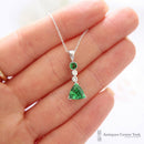 Handmade 18ct White Gold Fine Tsavorite & Diamond Pendant
