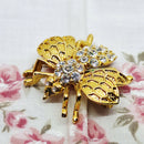 Gold Tone & Faux Diamond Bee Brooch