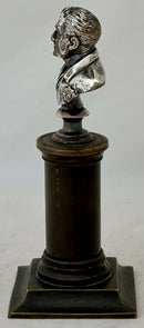 The Duke of Wellington, 19th Century Silver Plated Bust on a Brass Column.