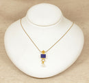 Silver Gilt ‘Studio’ Design Lapis Lazuli, Citrine & Fresh Water Pearl Pendant & Chain