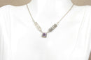 Beautiful Kit Heath Sterling Silver & Garnet Charles Rennie Mackintosh Style Necklet