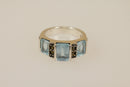Silver & Topaz Trilogy Ring with Marcasite