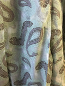 Paisley Green madras Lace Curtain Panel to finish 68'/120" 3metres long