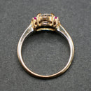 9ct gold aquamarine and pink sapphire ring