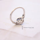 Art Deco Style 18ct White Gold Sapphire & Diamond Ring 0.66ct