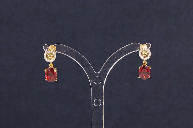 10ct Gold Rhodolite Garnet & Diamond Earrings