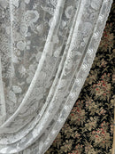 Anna French Indra Highend Victorian design 14 point ivory Cotton Lace Curtain Panelling By The Metre- Width 170cms