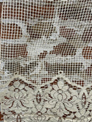 Arts & Crafts lace sample biscuit coloured Antique c1930 panel new old stock 75”/36” 6737