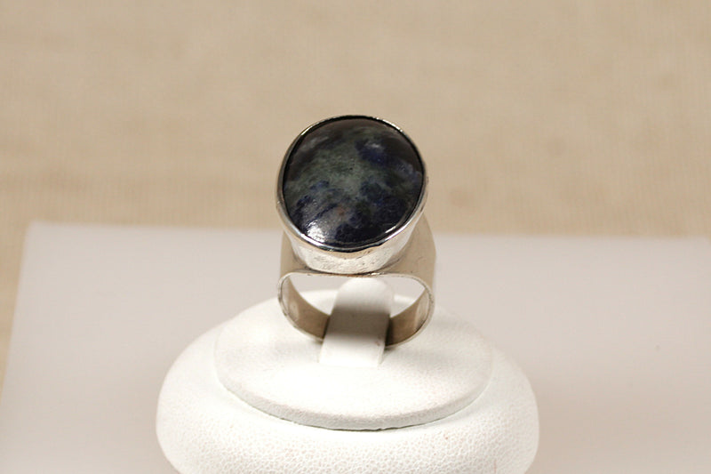 Silver and Black Agate Statement Ring