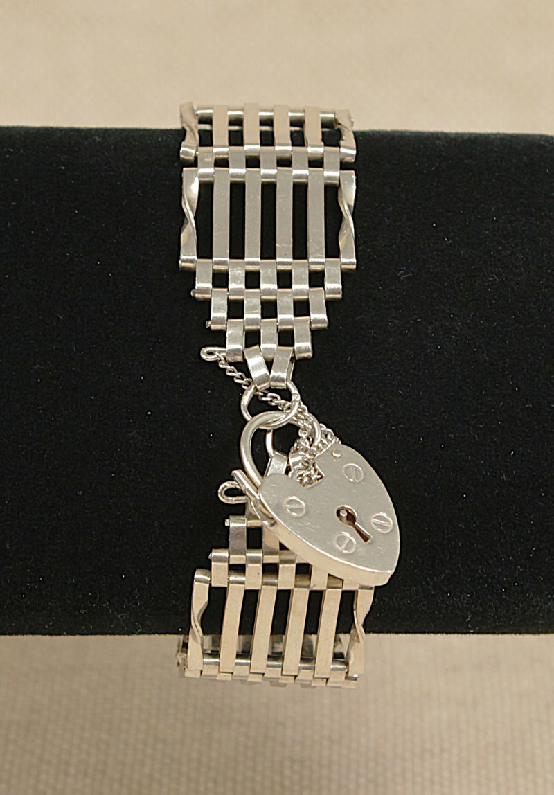 Vintage Silver Large Silver Classic ‘Gate’ Bracelet with Padlock