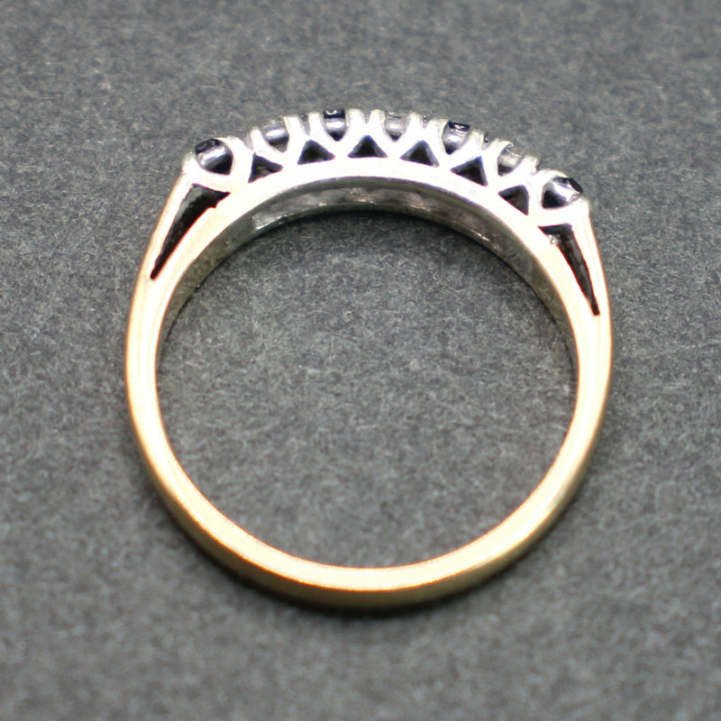 9ct gold 7 stone sapphire and diamond ring