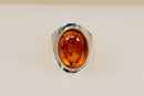 Elegant Sterling Silver & Baltic Amber Statement Ring