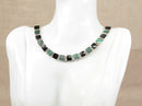 Exceptional 950 Silver Malachite & Onyx Articulated Necklace