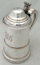 'God Bless Lord Nelson', George III Old Sheffield Plate Lidded Tankard.