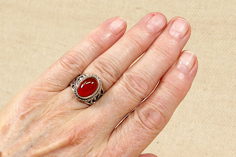 Silver & Carnelian Statement Ring