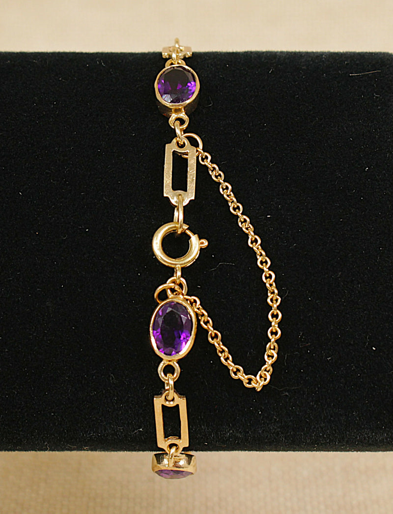 9ct Gold & Amethyst Bracelet