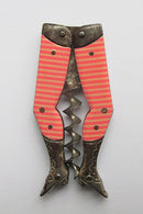 Antique Edwardian c.1900's Ladies Legs Pocket Corkscrew/Pink Stripes