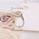 Art Deco Style 18ct White Gold Orange Sapphire & Diamond Cluster