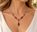 Sterling Silver Amber Five-Stone Drop Necklace